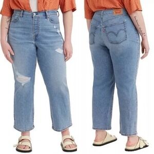 Levi's Plus 20W Wedgie Straight Jeans High-Rise Denim Cropped Button Fly Grunge